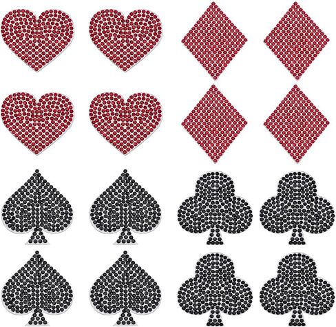 Fingerinspire 16 PCS Card Card Rhinestone Chaking 4 Styles Red Heart Peach Red Red Red Blum Plum Selffive Rhinestone Patches Sew on Patch للملابس والحقائب والحرف اليدوية DIY in Saudi Arabia