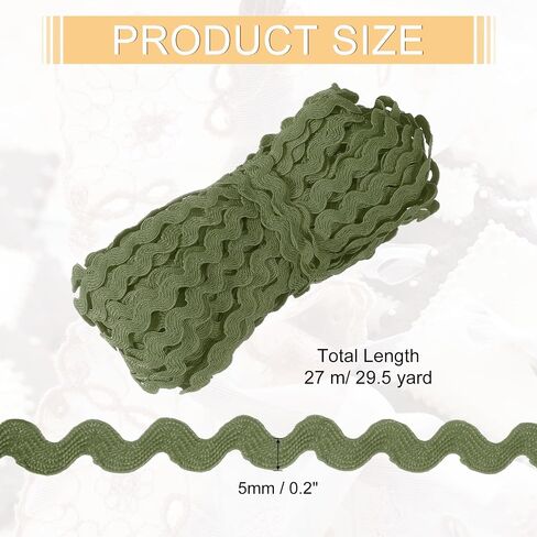 uxcell 30 ياردة Rick Rack Trim Ribbon ، 5 مم موجة الخياطة ثني تقليم لالتزامات DIY تغليف حفل الزفاف الديكور الأخضر in Saudi Arabia