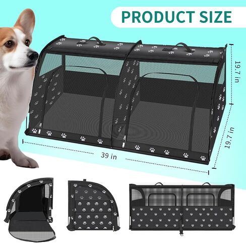 Double Cat Car Travel Carrier, Twin Compartment Show House Cat Cage/Condo，Portable Pet Crate for 2 Cats Travel Double Dog Crate Set for Long Distance Travel in Saudi Arabia