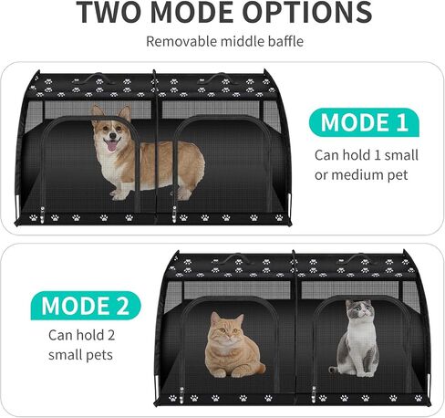 Double Cat Car Travel Carrier, Twin Compartment Show House Cat Cage/Condo，Portable Pet Crate for 2 Cats Travel Double Dog Crate Set for Long Distance Travel in Saudi Arabia