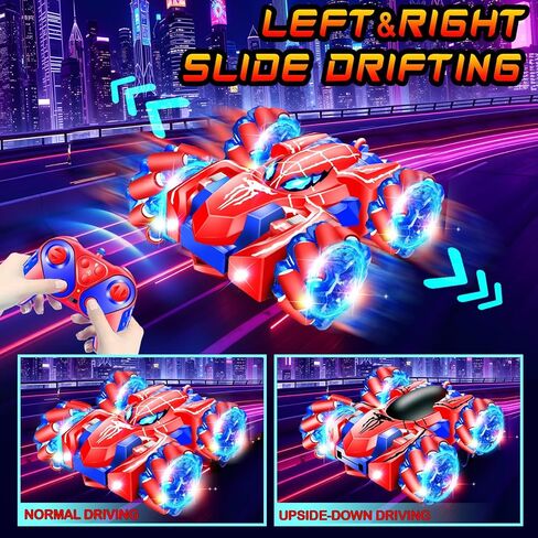 سيارة التحكم عن بُعد ، 2.4 جيجا هرتز قابلة لإعادة الشحن CARS 360 ° دوار 4WD Stunt سيارة مع أضواء باردة | الانجراف مزدوج الوجه | ألعاب داخلية للأطفال الذين تتراوح أعمارهم بين 3-12 | عيد ميلاد in Kuwait