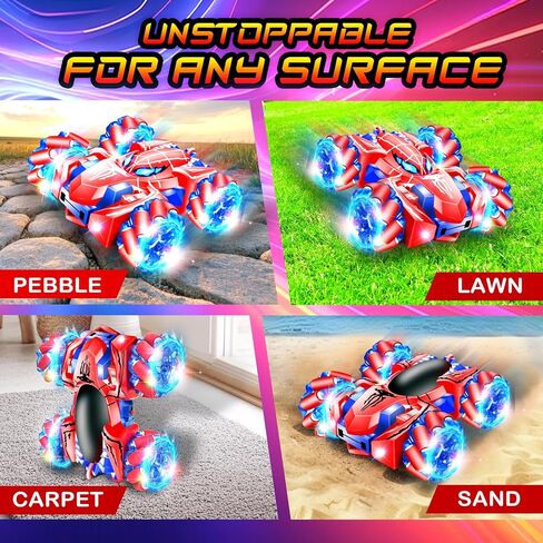 سيارة التحكم عن بُعد ، 2.4 جيجا هرتز قابلة لإعادة الشحن CARS 360 ° دوار 4WD Stunt سيارة مع أضواء باردة | الانجراف مزدوج الوجه | ألعاب داخلية للأطفال الذين تتراوح أعمارهم بين 3-12 | عيد ميلاد in Kuwait