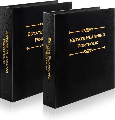 Binder Binder (2 Pack)-منظمو المستندات القانونية مع علامات تبويب مسبقة التسمية-مجمعات رنين 3 محترفة للإرادة ، الصناديق ، وخطط العقارات (أسود مع نص ذهبي) in Saudi Arabia