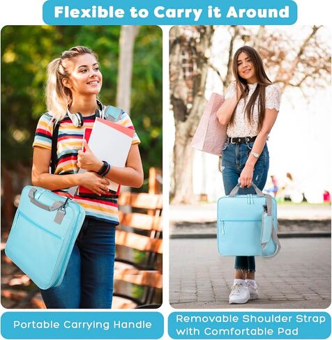 Chezmax Zipper Binder 3 حلقة مع صندوق الغداء - حقيبة منظم السوستة مع حزام ومقبض الكتف ، 2 بوصة O RING ، سعة 500 ورقة 500 ومنظم أكياس المجلدات متعددة الجيبات ، أسود in Saudi Arabia
