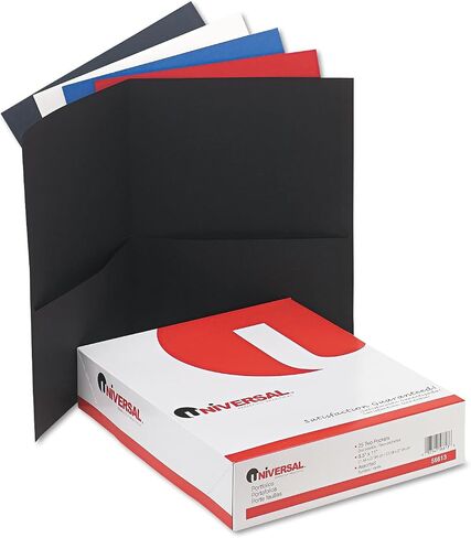 Universal UNV56613 11 in. x 8.5 in. Embossed Leather Grain Paper 2-Pocket Portfolio - Assorted (25/Box) in Saudi Arabia