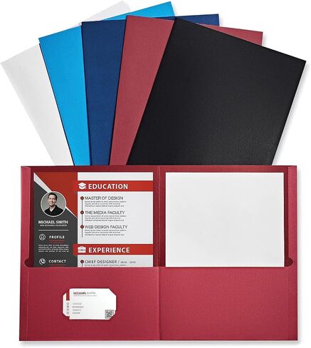 Universal UNV56613 11 in. x 8.5 in. Embossed Leather Grain Paper 2-Pocket Portfolio - Assorted (25/Box) in Saudi Arabia
