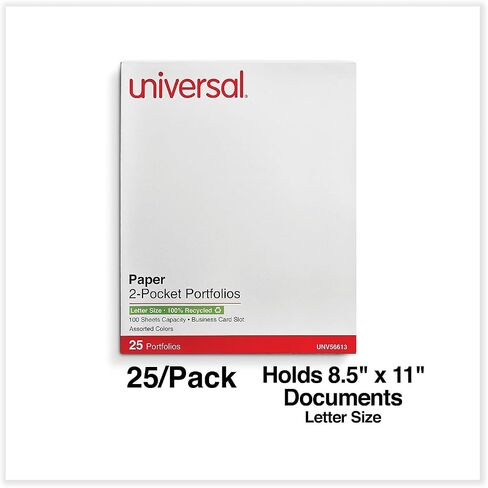 Universal UNV56613 11 in. x 8.5 in. Embossed Leather Grain Paper 2-Pocket Portfolio - Assorted (25/Box) in Saudi Arabia