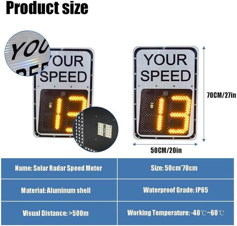 Road safety speed limit detector, solar powered radar, street community aluminum sign, rust-proof waterproof in Saudi Arabia