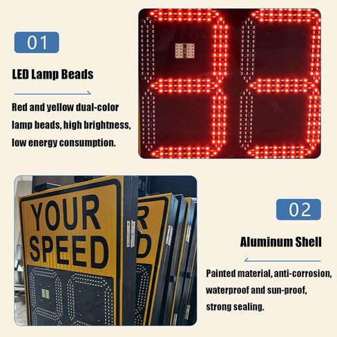 Road safety speed limit detector, solar powered radar, street community aluminum sign, rust-proof waterproof in Saudi Arabia