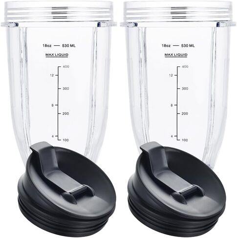 Blender Cups for Ninja Blender, 32OZ Cup with Sip & Seal Lids Compatible with Nutri Ninja Auto IQ Series Blenders BL480 BL481 BL482 BL490 BL640 BL680 BL450 BL482 BL682 BL642 BL640(2 Pack) in Kuwait
