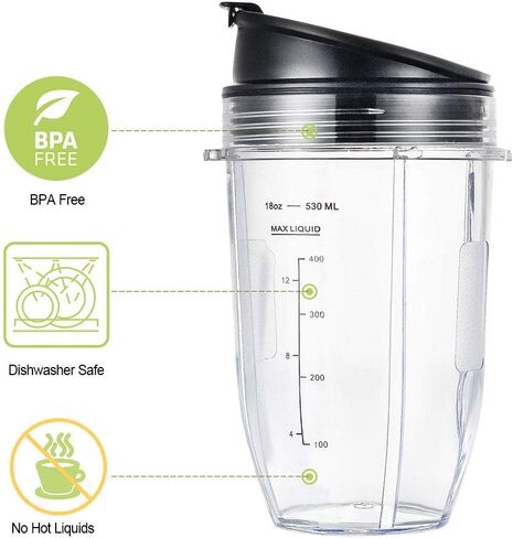 Blender Cups for Ninja Blender, 32OZ Cup with Sip & Seal Lids Compatible with Nutri Ninja Auto IQ Series Blenders BL480 BL481 BL482 BL490 BL640 BL680 BL450 BL482 BL682 BL642 BL640(2 Pack) in Kuwait