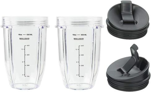 Blender Cups for Ninja Blender, 32OZ Cup with Sip & Seal Lids Compatible with Nutri Ninja Auto IQ Series Blenders BL480 BL481 BL482 BL490 BL640 BL680 BL450 BL482 BL682 BL642 BL640(2 Pack) in Kuwait