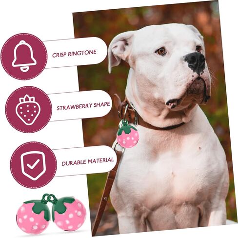 10Pcs Strawberry Shape Pet Bell Pendants DIY Necklace Charms Copper Metal Collar Accessories for Cats Dogs Backpack Key Decoration in Kuwait