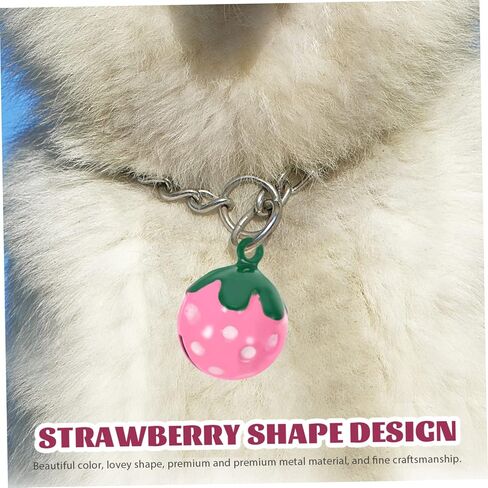 10Pcs Strawberry Shape Pet Bell Pendants DIY Necklace Charms Copper Metal Collar Accessories for Cats Dogs Backpack Key Decoration in Kuwait