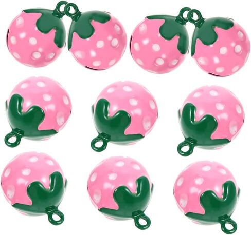 10Pcs Strawberry Shaped Pet Collar Bells Pendant Charm Cute Backpack Decoration for Dogs Cats with Jingle Bell Accessory Holidays and Everyday Use in Saudi Arabia