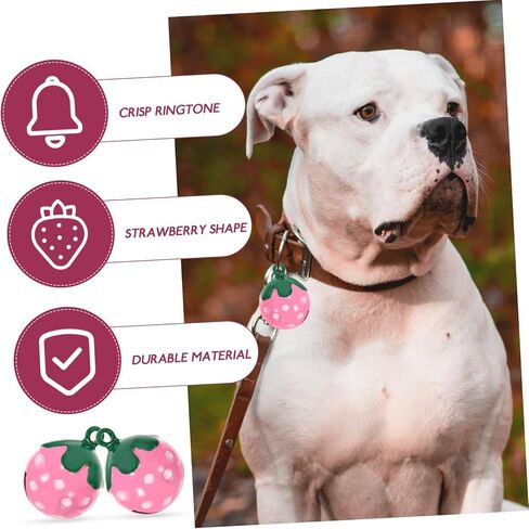 10Pcs Strawberry Shaped Pet Collar Bells Pendant Charm Cute Backpack Decoration for Dogs Cats with Jingle Bell Accessory Holidays and Everyday Use in Saudi Arabia
