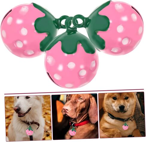 10Pcs Strawberry Shaped Pet Collar Bells Pendant Charm Cute Backpack Decoration for Dogs Cats with Jingle Bell Accessory Holidays and Everyday Use in Saudi Arabia