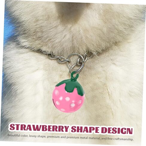 10Pcs Strawberry Shaped Pet Collar Bells Pendant Charm Cute Backpack Decoration for Dogs Cats with Jingle Bell Accessory Holidays and Everyday Use in Saudi Arabia