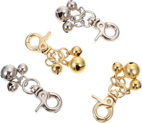 VICASKY 4Pcs Double Bells Design Pendant Cat Collar Charm Loud Hanging Bells Pet Ornament Key Chain Decoration for Home and Pets in Saudi Arabia