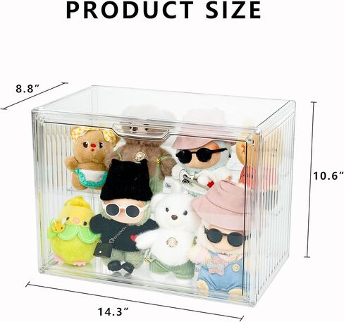 Clear Doll Storage Box Compatible with Labubu - Stackable Organizer for 15-17cm Dolls & Accessories, Transparent Display Case for Collectibles, Action Figures, and Toy Clothes in Kuwait