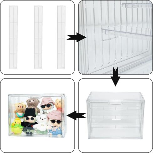 Clear Doll Storage Box Compatible with Labubu - Stackable Organizer for 15-17cm Dolls & Accessories, Transparent Display Case for Collectibles, Action Figures, and Toy Clothes in Kuwait
