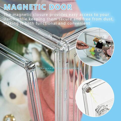 Clear Doll Storage Box Compatible with Labubu - Stackable Organizer for 15-17cm Dolls & Accessories, Transparent Display Case for Collectibles, Action Figures, and Toy Clothes in Kuwait