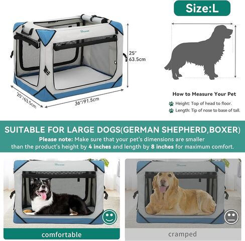 YITAHOME Collapsible Dog Crate, 4-Door Portable Travel Dog Crate, 4-Door Folding Soft Dog Kennel with Breathable Mesh Windows & Soft Mat，Indoor & Outdoor Use, 36" L x 25" W x 25" H, Flat Style in Saudi Arabia
