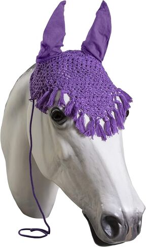Horse Fly Bonnet with Tassels- Horse and Pony Sizes (Horse, Purple) in Kuwait