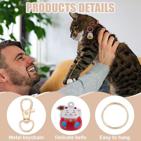 Webeedy 9 PCS Lucky Cat Term Bells 3 Styles Pet Twlar Bells Charm مع حلقات رئيسية Fortune Cat Chollars بصوت عالٍ صوت قلادة صغيرة للحيوانات لاستلوازات DIY Keychain Home Decoration Supplies in Saudi Arabia