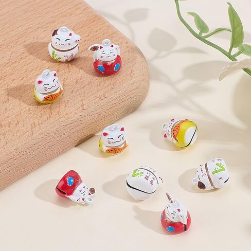 Webeedy 9 PCS Lucky Cat Term Bells 3 Styles Pet Twlar Bells Charm مع حلقات رئيسية Fortune Cat Chollars بصوت عالٍ صوت قلادة صغيرة للحيوانات لاستلوازات DIY Keychain Home Decoration Supplies in Saudi Arabia