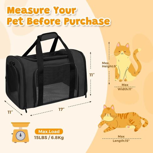 شركة طيران معتمدة من شركة Pet Carrier 17 "X11" X11 " - حقيبة سفر للكلاب الناعمة للحيوانات الأليفة الصغيرة التي تصل إلى 15 رطلاً ، حاملة حيوانات أليفة قابلة للطي محمولة تحت مقعد مع تهوية شبكية وحزام الكتف (وردي) in Kuwait