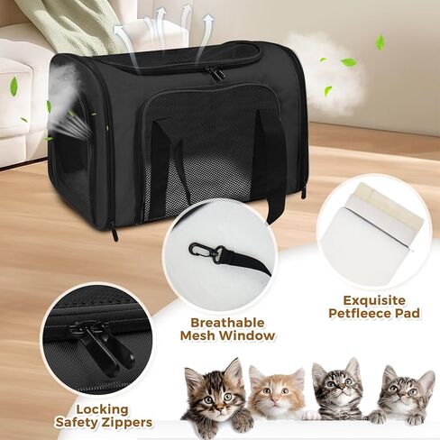 شركة طيران معتمدة من شركة Pet Carrier 17 "X11" X11 " - حقيبة سفر للكلاب الناعمة للحيوانات الأليفة الصغيرة التي تصل إلى 15 رطلاً ، حاملة حيوانات أليفة قابلة للطي محمولة تحت مقعد مع تهوية شبكية وحزام الكتف (وردي) in Kuwait