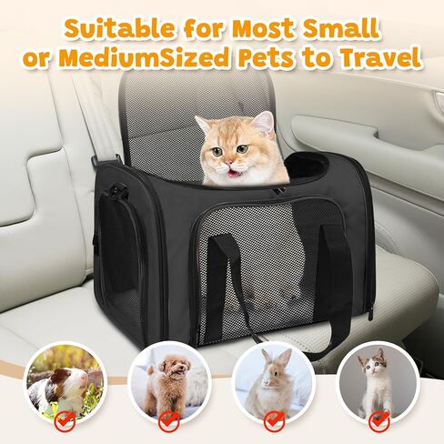شركة طيران معتمدة من شركة Pet Carrier 17 "X11" X11 " - حقيبة سفر للكلاب الناعمة للحيوانات الأليفة الصغيرة التي تصل إلى 15 رطلاً ، حاملة حيوانات أليفة قابلة للطي محمولة تحت مقعد مع تهوية شبكية وحزام الكتف (وردي) in Kuwait
