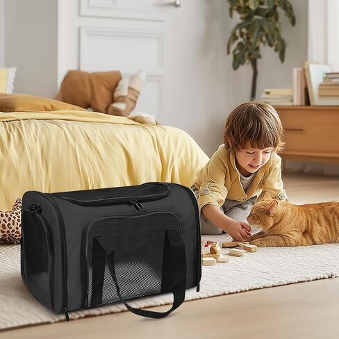 شركة طيران معتمدة من شركة Pet Carrier 17 "X11" X11 " - حقيبة سفر للكلاب الناعمة للحيوانات الأليفة الصغيرة التي تصل إلى 15 رطلاً ، حاملة حيوانات أليفة قابلة للطي محمولة تحت مقعد مع تهوية شبكية وحزام الكتف (وردي) in Kuwait