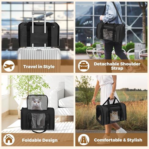 شركة طيران معتمدة من شركة Pet Carrier 17 "X11" X11 " - حقيبة سفر للكلاب الناعمة للحيوانات الأليفة الصغيرة التي تصل إلى 15 رطلاً ، حاملة حيوانات أليفة قابلة للطي محمولة تحت مقعد مع تهوية شبكية وحزام الكتف (وردي) in Kuwait