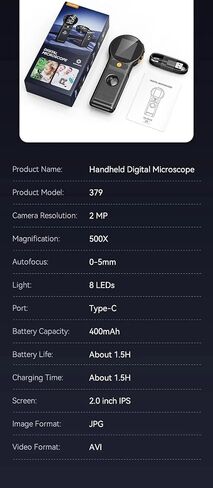 Autofocus 500X Digital Microscope with 8leds 2MP Coin Video Microscopes in Saudi Arabia