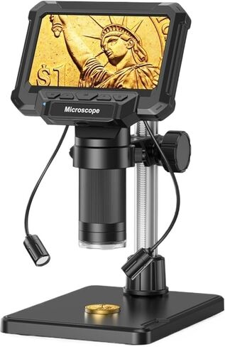 Digital Microscope with 4.3inch IPS Screen 1600X Coin Mirroscope with Lights 1920P HD Video Microscope(with Lights) in Saudi Arabia