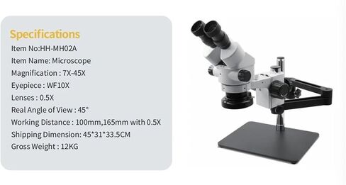 MS01B Jewelry Engraving Precision Stereoscopic Microscope, 7 * 45X with Screen,Binocular Microscope,Jewelry Tools(MH02A) in Saudi Arabia