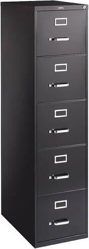 دبابيس 5-Drawer Cabinet Vertical File Cabinet ، مستندات حجم الرسالة ، قابلة للقفل ، 26.5 "D x 15" W x 61.38 "H ، Black in Saudi Arabia