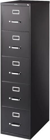 دبابيس 5-Drawer Cabinet Vertical File Cabinet ، مستندات حجم الرسالة ، قابلة للقفل ، 26.5 "D x 15" W x 61.38 "H ، Black in Saudi Arabia