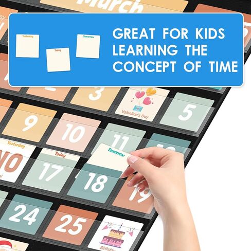 مخطط جيب تقويمي كبير ، مخطط جيب تقويم التقويم التقويمي مع 115 بطاقة لتقويم الفصول الدراسية ومخطط جيب الطقس للتعلم في رياض الأطفال (أبيض) in Kuwait