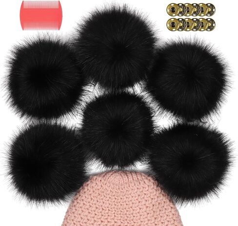 6 بوصة فو بوم بوم بومس للقبعات 6 pums pompom للقبعات المفاجئة الكبيرة على poms poms للقبعات pompoms للقبعات القبعة القابلة للإزالة كبيرة poms للقبعات لحياكة القبعات الملحقات (النمط الكلاسيكي) in Kuwait