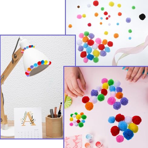 pompoms حجم متنوع للحرف 300 pcs ملونة pom poms Craft 10mm-25mm صنع ألوان متعددة mini بوم بومس ناعمة ورقيقة للحرف والحرفية للفن الحرفي المادة DIY in Saudi Arabia