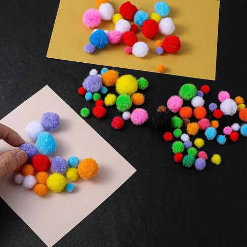 pompoms حجم متنوع للحرف 300 pcs ملونة pom poms Craft 10mm-25mm صنع ألوان متعددة mini بوم بومس ناعمة ورقيقة للحرف والحرفية للفن الحرفي المادة DIY in Saudi Arabia