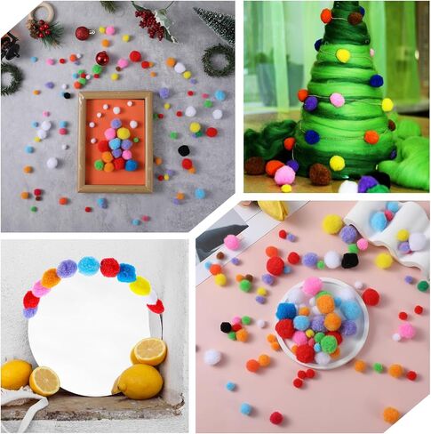 pompoms حجم متنوع للحرف 300 pcs ملونة pom poms Craft 10mm-25mm صنع ألوان متعددة mini بوم بومس ناعمة ورقيقة للحرف والحرفية للفن الحرفي المادة DIY in Saudi Arabia