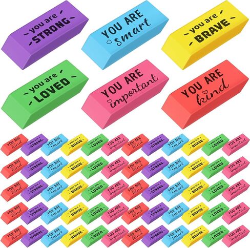 Yaomiao 180 Pcs Inspirational Erasers for Kids Bulk Pencil Beveled Erasers Colorful Motivational Gifts Bulk for Kids Students Classrooms, Drawing, Back to School in Saudi Arabia