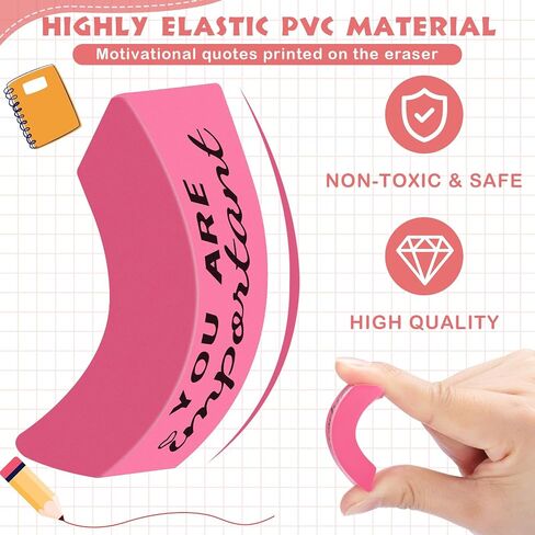 Yaomiao 180 Pcs Inspirational Erasers for Kids Bulk Pencil Beveled Erasers Colorful Motivational Gifts Bulk for Kids Students Classrooms, Drawing, Back to School in Saudi Arabia
