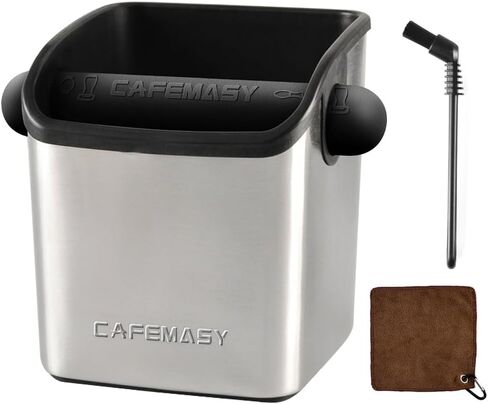 CAFEMASY Espresso Grounds Knock Box Mini Durable Stainless Steel Coffee Grind Knock Box with Removable Knock Bar and Non-slip Base in Kuwait