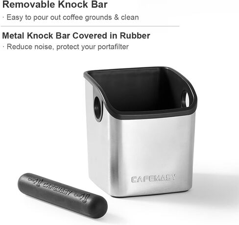 CAFEMASY Espresso Grounds Knock Box Mini Durable Stainless Steel Coffee Grind Knock Box with Removable Knock Bar and Non-slip Base in Kuwait