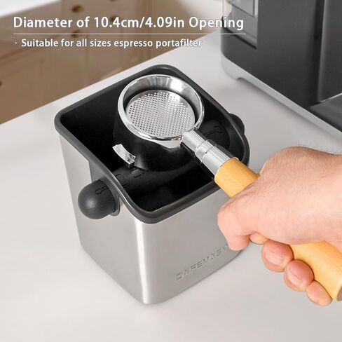 CAFEMASY Espresso Grounds Knock Box Mini Durable Stainless Steel Coffee Grind Knock Box with Removable Knock Bar and Non-slip Base in Kuwait